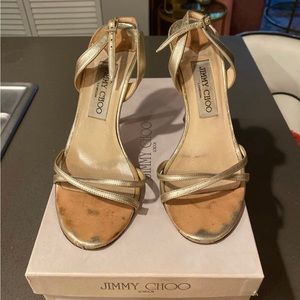 Jimmy Choo 3.5” Gold Heels